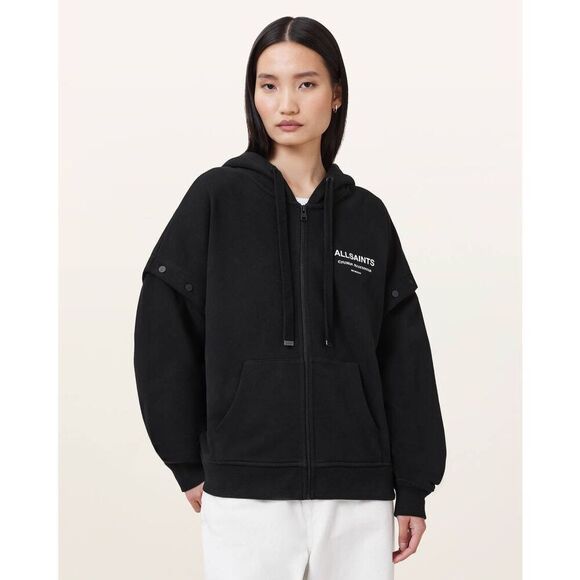 AllSaints Women's Black Omnium Amphia Hoodie Size Large NWOT - Picture 1 of 8